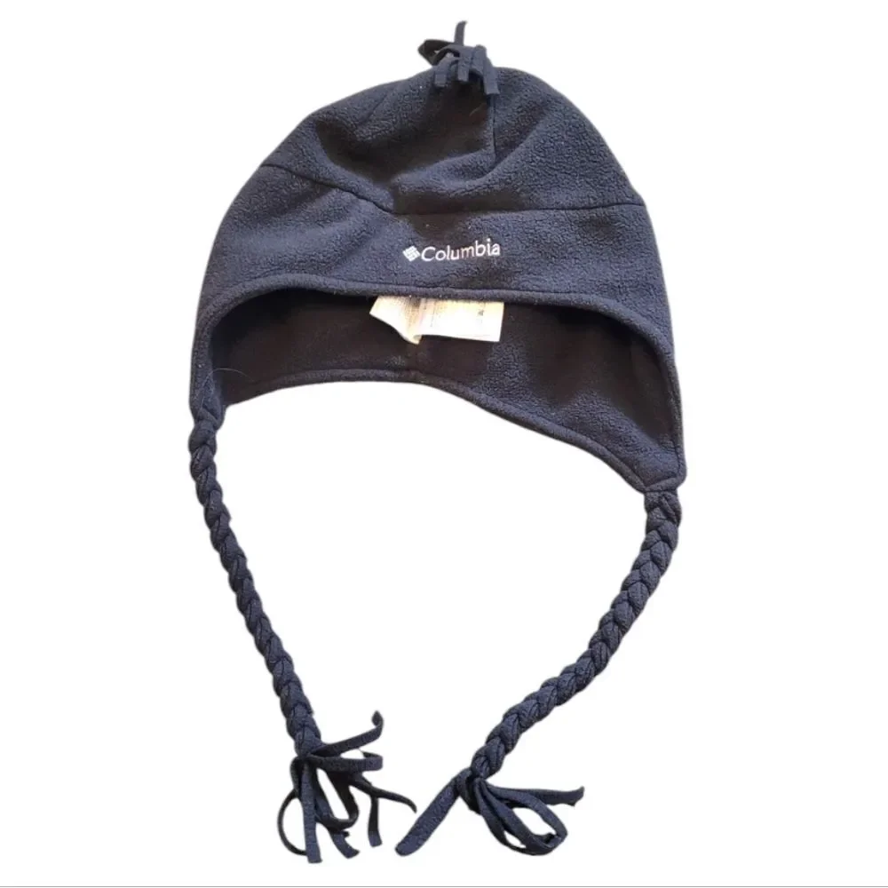 Columbia Black Braided Tassel Youth Fleece Hat One Size